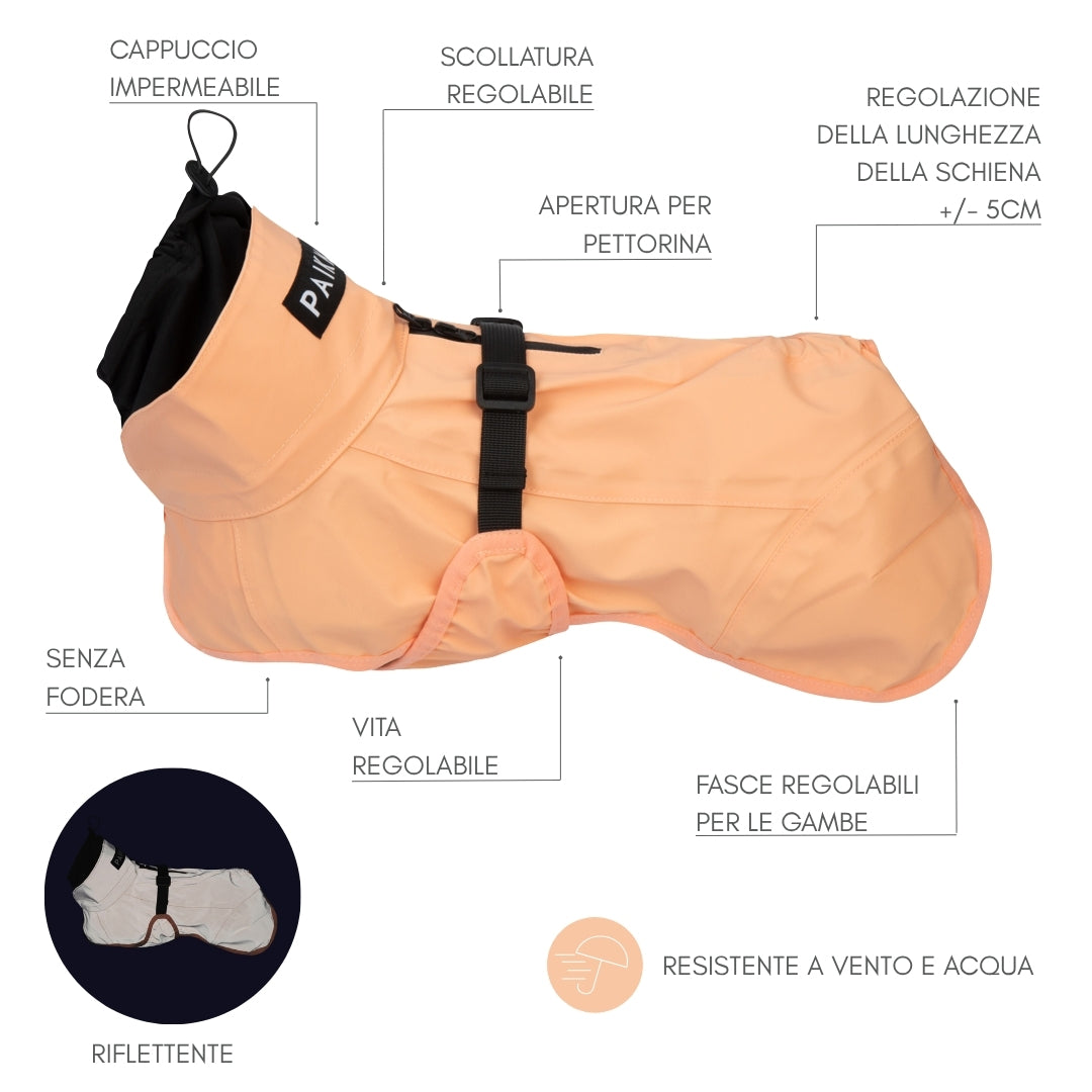 PAIKKA Guscio giacca riflettente e impermeabile per cani