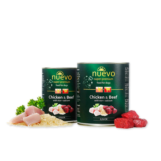 Nuevo Cibo per cani JUNIOR in lattina pollo e manzo 400gr