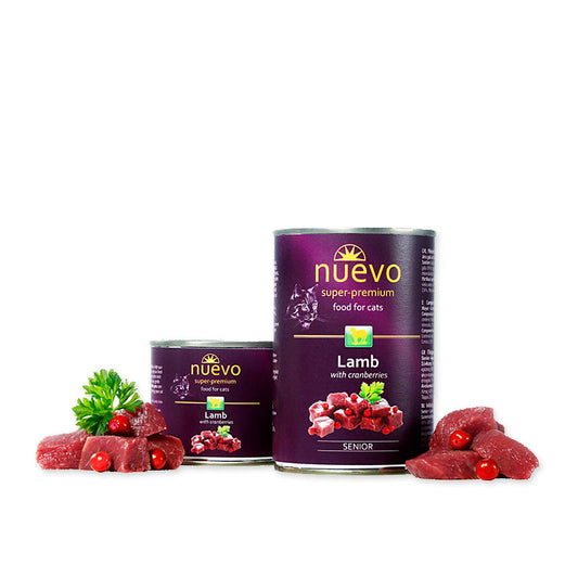 Nuevo Cibo per gatti SENIOR in lattina agnello e mirtilli rossi 400gr